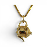 Sterling Silver Gold Vermeil Footed Teapot Charm for Bracelet Movable Tea Gift