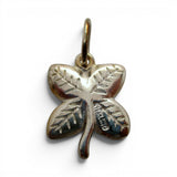 Sterling Silver Green Enamel Four Leaf Clover Charm for Bracelet Good Luck Gift