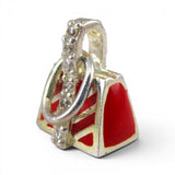 Sterling Silver Red Enamel Handbag Charm for Bracelet Purse Fashion Girl Gift