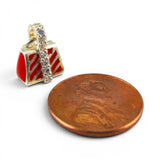 Sterling Silver Red Enamel Handbag Charm for Bracelet Purse Fashion Girl Gift