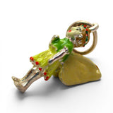 Sterling Silver Enamel Girl Fairy Charm for Bracelet Gardening Gift Vintage New
