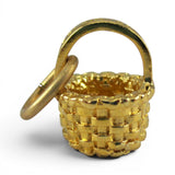 Sterling Silver on Gold Vermeil Mini Round Country Basket Charm for Bracelet BCB