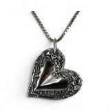 Sterling Silver Morning Glory Vine Heart Pendant for Necklace Floral Jewelry