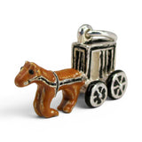 Sterling Silver Enamel Amish Horse & Buggy Charm for Bracelet Pennsylvania Gift