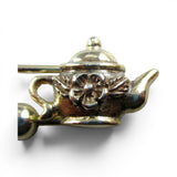 Sterling Silver Teapot Charm Pin Holder Hanger Beads Tea Party Gift Vintage New