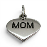 Sterling Silver Mom Heart Charm for Bracelet Mother's Day Gift Jewelry New