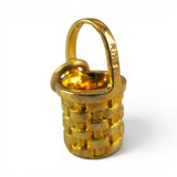 Gold Vermeil Persimmon Basket Charm Sterling Silver Woven Texture BCB