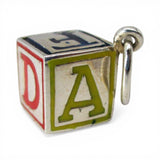Sterling Silver Enamel Alphabet Block Charm for Bracelet ABC Toy New Mom Gift