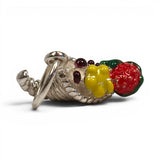 Sterling Silver Enamel Cornucopia Charm for Bracelet Thanksgiving Gift Vintage