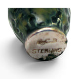 Sterling Silver Blue Enamel Spongeware Pitcher Charm for Bracelet Pottery Gift