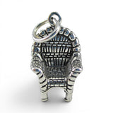 Sterling Silver Wicker Chair Charm for Bracelet Shube's Vintage New Friend Gift