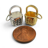 Berry Basket Charm for Bracelet Small Pendant Sterling Silver or Gold Vermeil