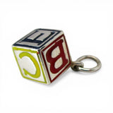 Sterling Silver Enamel Alphabet Block Charm for Bracelet ABC Toy New Mom Gift
