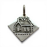 Steriing Silver Schoolhouse Quilt Pattern Charm for Bracelet Quilter Gift New