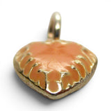 Small Sterling Silver Peach Pink Enamel Heart Charm for Bracelet Vintage New
