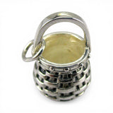 Sterling Silver Acorn Woven Basket Charm or Pendant Brown County Vintage 925