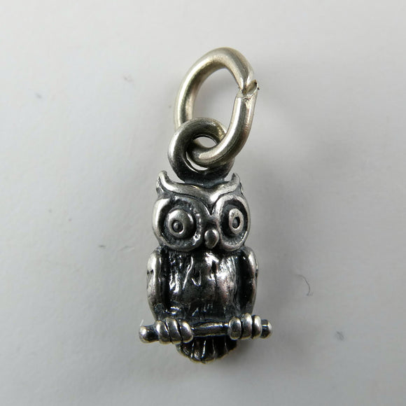 TINY Sterling Silver Owl Charm