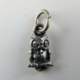 TINY Sterling Silver Owl Charm