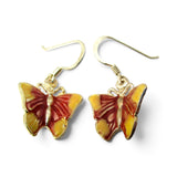Sterling Silver Enamel Butterfly Earrings Drop Dangle Blue Green Pink Magenta