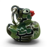 Sterling Silver Enamel Camo Rubber Ducky Charm for Bracelet Hunter Hunting Gift