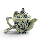 Sterling Silver Enamel Flow Blue Willow Teapot Charm for Bracelet Tea Party Gift