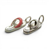 Sterling Silver or Pink Enamel Flip Flop Charm for Bracelet Summer Beach Jewelry