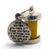 Sterling Silver What are Little Girls Made Of Charm for Bracelet Sugar & Spice