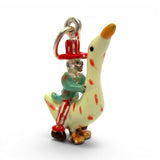 Sterling Silver Enamel Uncle Sam on Goose Charm for Bracelet Patriotic Folk Art
