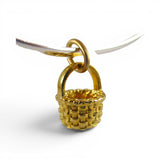 Sterling Silver on Gold Vermeil Mini Round Country Basket Charm for Bracelet BCB