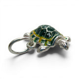 Sterling Silver Green Enamel Turtle Charm for Bracelet Slow Poke Tortoise Gift
