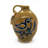 Sterling Silver Enamel Stoneware Bird Jug Charm Miniature Pottery Jewelry 925