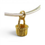 Sterling Silver Gold Vermeil Mini Grandma's Apple Basket Charm for Bracelet BCB