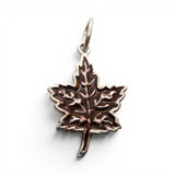 Sterling Silver Brown Enamel Maple Leaf Charm for Bracelet Fall Gift Autumn New