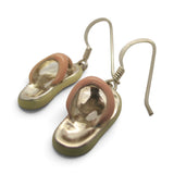 Brocosi.com vintage flip-flop earrings in white and soft pink enamel with silver hooks and Summer Fun inscription
