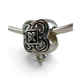 Brocosi.com antiqued sterling silver four leaf clover hanger bead charm for European style bracelets