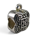 Brocosi.com antiqued sterling silver Victorian four leaf clover charm bead with hanger for European bracelets