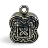 Brocosi.com antiqued sterling silver four leaf clover charm bead with a Victorian style hanger for European bracelets.