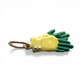 Sterling Silver Enamel Garden Gloves Charm for Bracelet Gardening Gift Yellow