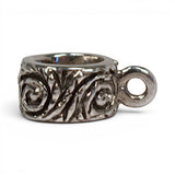 Sterling Silver Engraved Band Charm Adapter Bead Hanger Converter Vintage