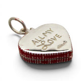 Sterling Silver Enamel Red White Chocolates Box Charm for Bracelet Always Love