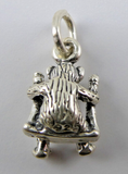 Tiny Bear on a Swing Sterling Silver Charm
