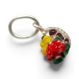Sterling Silver Enamel Cornucopia Charm for Bracelet Thanksgiving Gift Vintage