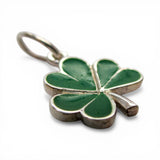 Sterling Silver Shamrock Charm for Bracelet Green Enamel Good Luck Gift Vintage