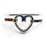 Sterling Silver Outline Heart Bangle Charm Bracelet Gift for Her Vintage New BCS