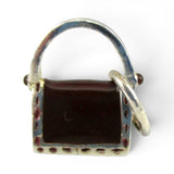 Sterling Silver Enamel Brown Handbag Bag Charm for Bracelet Purse Vintage New