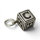 Sterling Silver ABC Block Charm for Bracelet Toddler Mom Gift Teacher Vintage