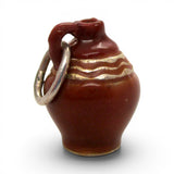 Sterling Silver Enamel Redware Jug Pottery Charm for Bracelet Vintage Mini