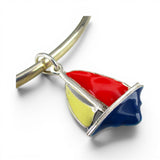 Sterling Silver Red Blue Enamel Toy Sailboat Charm for Bracelet Vintage Boat