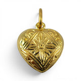 Sterling Silver Gold Puffy Heart Charm for Bracelet STAR Repousse Starburst 4