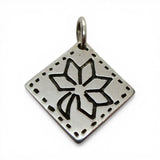 Sterling Silver Maple Leaf Quilt Block Patter Charm for Bracelet Quilter Gift